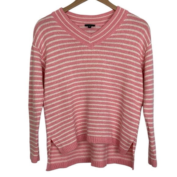 Talbots Striped Linen V Neck Sweater - Picture 8 of 8